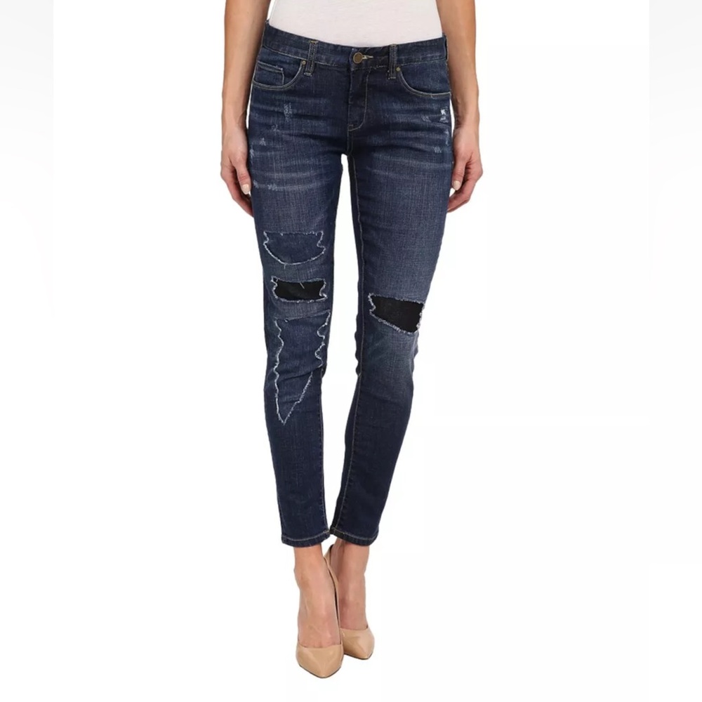 BLANK NYC Women Denim Blue Stretch Pocketed Zippered Distressed Skinny Jeans 28